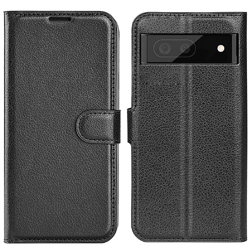 Etui en PU texture litchi, anti-rayures avec support, noir pour votre Google Pixel 7 Pro