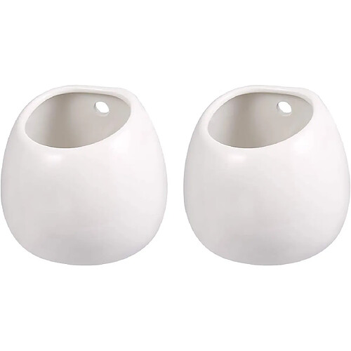 BESTA Lot de 2 pots de fleurs muraux en céramique sans trou Blanc