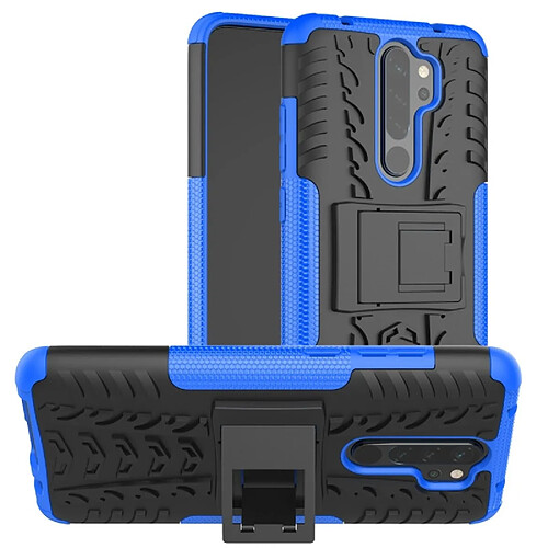 Wewoo Coque Pour Xiaomi Redmi Note 8 Pro Texture de pneu TPU antichoc + PC Housse de protection avec support bleu