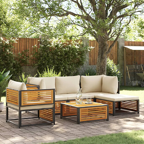 vidaXL Salon de jardin avec coussins 6 pcs bois d'acacia solide