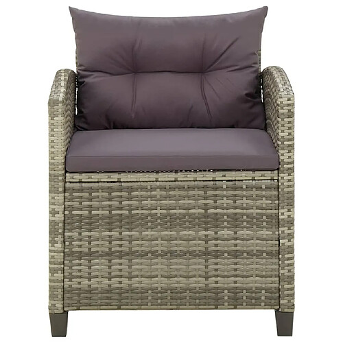 Maison Chic Chaise de jardin avec coussin - Fauteuil d'extérieurs Résine tressée Gris -MN62656