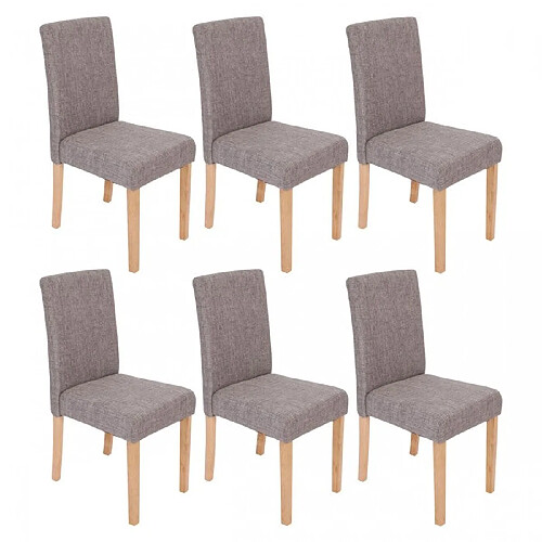 Decoshop26 Lot de 6 chaises de salle à manger en tissu gris pieds clairs CDS04218