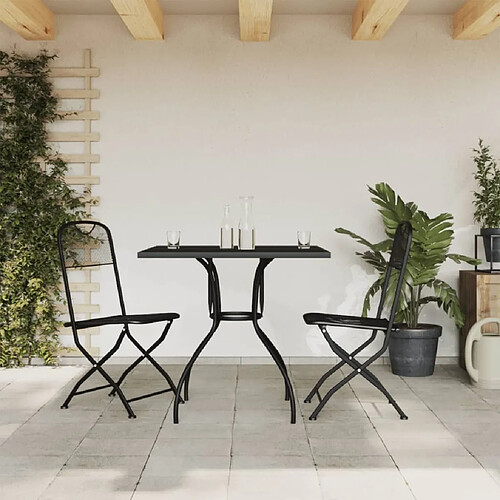 Ensemble à manger de jardin 3 pcs,Table et chaise à dîner anthracite métal maille -MN64595