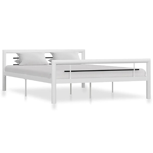 Maison Chic Lit adulte - Lit simple Cadre de lit,Structure du lit Contemporain Blanc et noir Métal 120 x 200 cm -MN22537