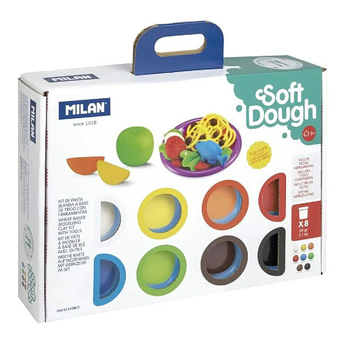 MILAN - Malette 8 bouteilles 59 g Pâte douce Soft Dough avec outils 'Heure de cuisine', multicolore (FACTIS, S.A. 913308CT)