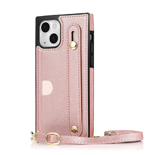 Coque en TPU + PU avec béquille et porte-cartes or rose pour votre iPhone 13 6.1 pouces