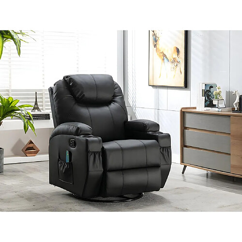 Vente-Unique Fauteuil massant SILVANO en simili - Noir