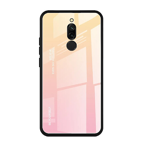 Wewoo Coque Pour Xiaomi Redmi 8 Gradient Color Glass Case Jaune