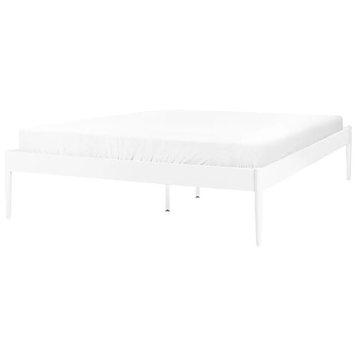 Beliani Lit double 140 x 200 cm en métal blanc VAURS