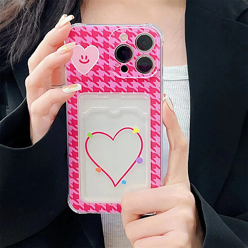 GUPBOO Étui pour iPhone11ProMax Plaid Love Card Sleeve Silicone Phone Case Soft