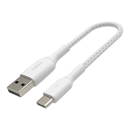 Câble USB vers USB-C Ultra-compact Portable Longueur 15cm Belkin Blanc