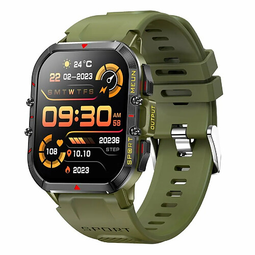 Hommes Montre Intelligente Sain Moniteur Bluetooth Appel Étanche Fitness Sport Smartwatch Pour Ios Android Téléphone Vert