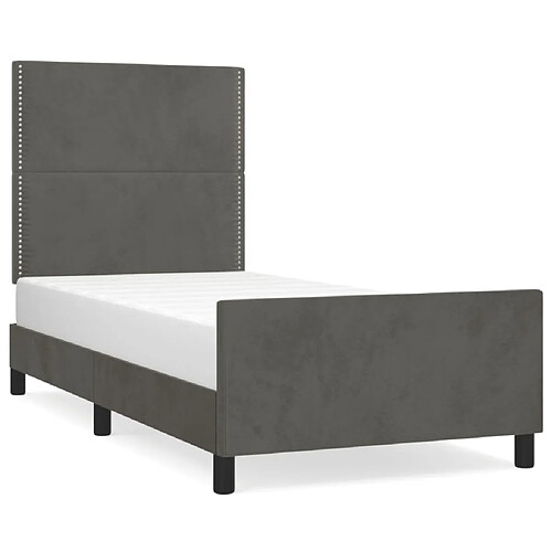 Maison Chic Cadre/structure de lit avec tête de lit pour adulte - Lit Moderne Chambre Gris foncé 80x200 cm Velours -MN84503