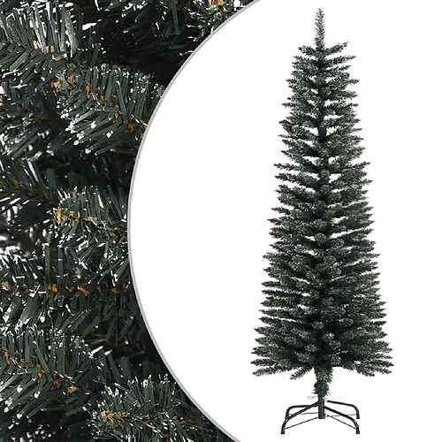 vidaXL Sapin de Noël artificiel mince avec support Vert 120 cm PVC