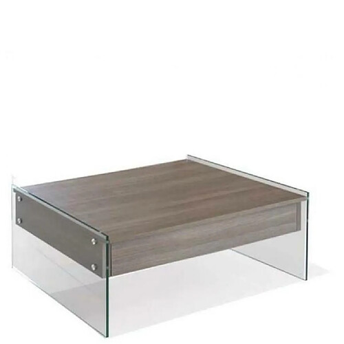 Inside 75 Table basse relevable BELLA 80x80cm coloris noyer piétement en verre