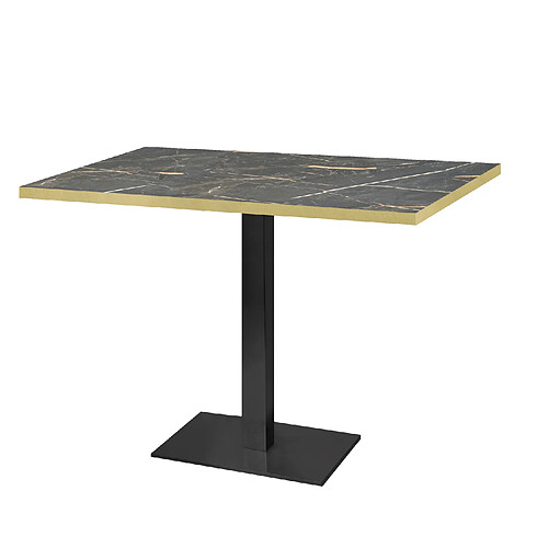 Restootab Table 120x70cm - modèle Milan marbre samas chants laiton