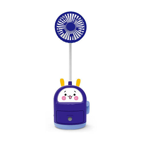 (Bleu) Mini Porte-Stylo Ventilateur de Bureau Design En Forme De Style de Dessin Animé De Chargement Usb Portable