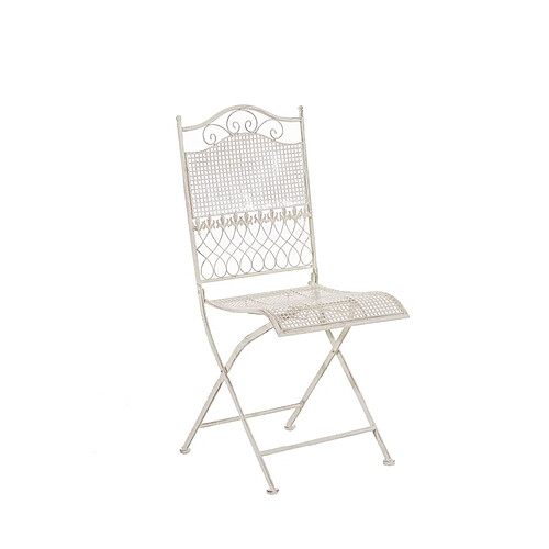 Decoshop26 Chaise de jardin pliable balcon terrasse design rustique métal crème vieilli 10_0003999