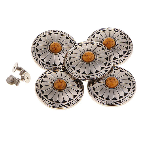 5pcs boutons floraux rondes turquoise à visser pour sacoche portefeuille orange