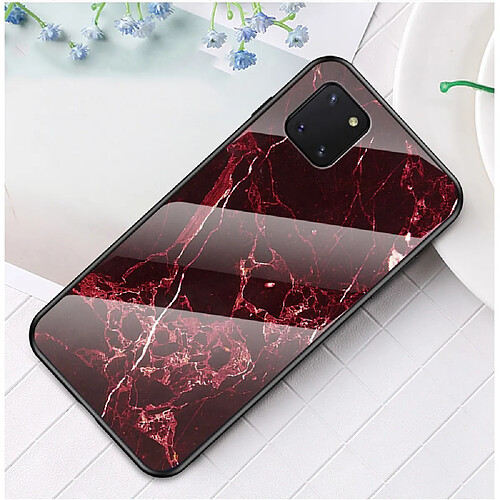 Coque en TPU motif de grain de marbre rouge pour votre Samsung Galaxy A81/Note 10 Lite