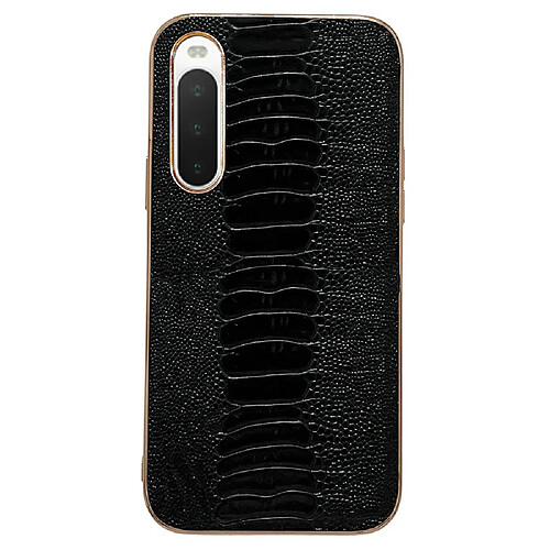 Coque en TPU + cuir véritable texture crocodile, anti-chutte, électroplaqué pour votre Sony Xperia 10 IV 5G - noir