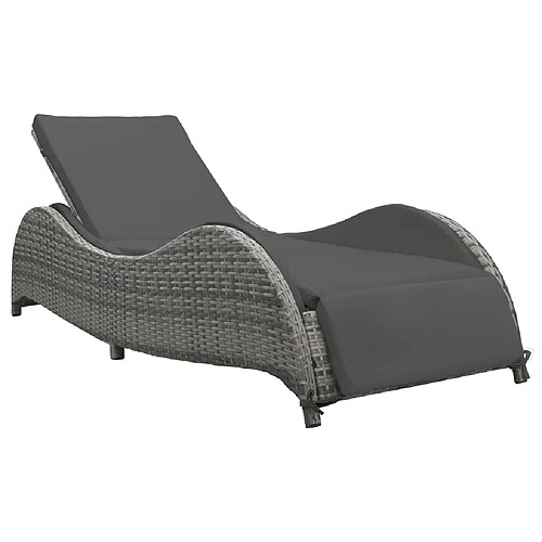 Maison Chic Chaise longue avec coussin | Bain de soleil Relax | Transat Résine tressée Anthracite -GKD69561