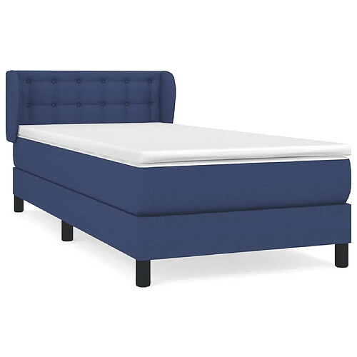 Maison Chic Structures de lit + matelas,Lit à sommier tapissier avec matelas Bleu 90x190 cm Tissu -MN18722