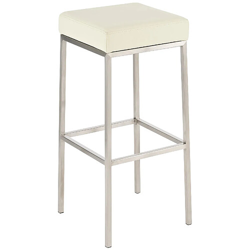 Decoshop26 Tabouret de bar design moderne assise confortable en synthétique crème pieds acier inoxydable brossé 10_0000643