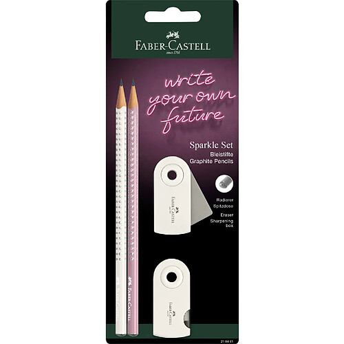 FABER-CASTELL Kit d'écriture GRIP SPARKLE, blanc ()