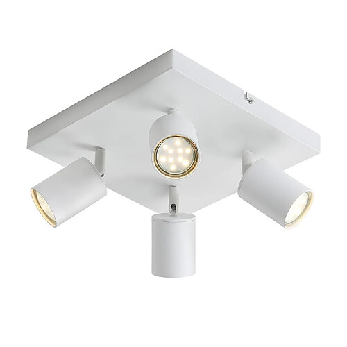 NETTLIFE 4 Spots Fer Blanc GU10 Spot Mural Industriel Pivotant à 330° Lampe de Couloir Moderne pour Salon Chambre Cuisine