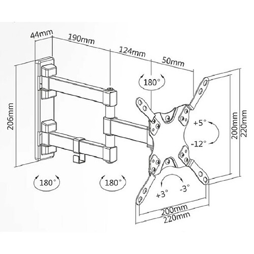 Support mural TV – Superior STV010 “13-42 Full Motion Extra Slim” - Taille TV 13?- 42?, Max vesa 200×200