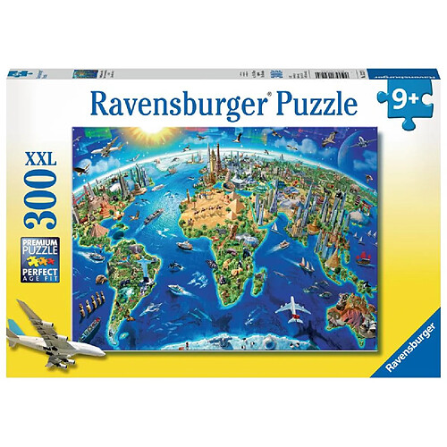 Ravensburger Puzzle 300 p xxl - carte des monuments du monde