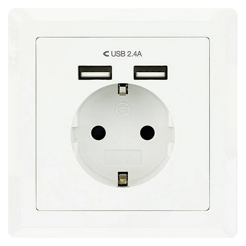 Prise Murale avec 2 Ports USB NANOCABLE 10.35.0010 5V/2.4A Blanc