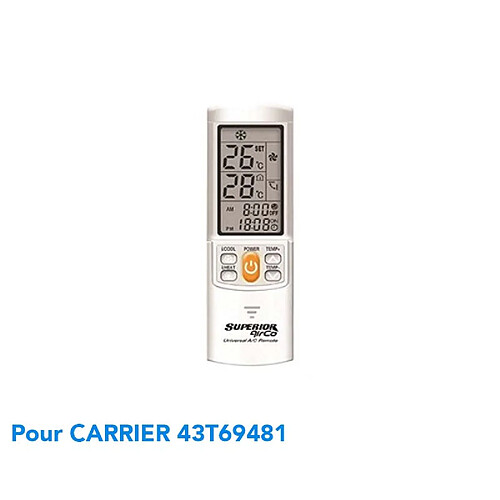 Superior Télécommande de remplacement climatisation pour CARRIER 43T69481