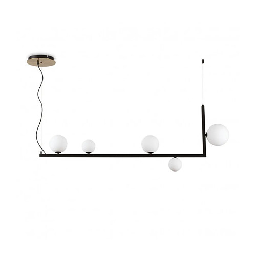 Ideal Lux Suspension Birds 5 ampoules Verre,métal Noir,laiton