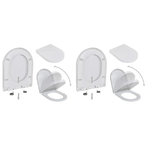 Helloshop26 Lot de deux abattant WC avec frein de chute fermeture en douceur plastique blanc 02_0002958