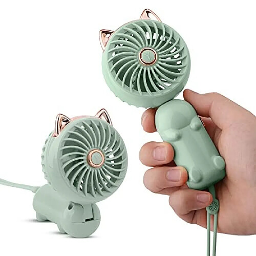 Ventilateur Portatif, Mini Ventilateur USB avec Batterie Rechargeable et 3 Vitesses, Petit Ventilateur Électrique Personnel Mignon pour les Voyages en Plein Air Filles/Femmes/Enfants, à la Main