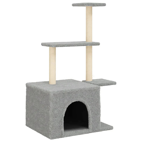 Helloshop26 Arbre à chat meuble tour grimper jouet grattage grattoir escalade plateforme avec griffoirs en sisal clair 110 cm gris 02_0022550