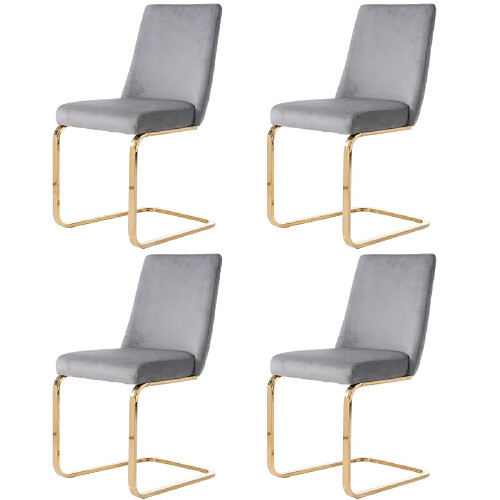 ComfortXL Lot de 4 Chaises de Salle à Manger en Velours avec Pieds en Métal Doré