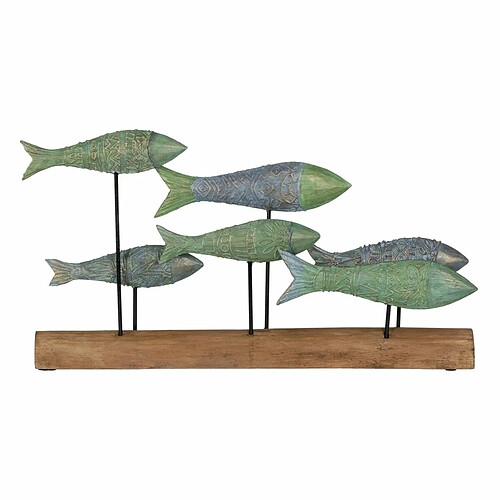 BigBuy Home Figurine Décorative Vert Naturel Poissons 56 x 7 x 31 cm