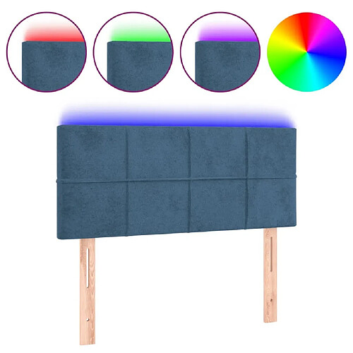 Maison Chic Tête de lit moderne à LED lumineuse pour chambre - Décoration de lit Bleu foncé 80x5x78/88 cm Velours -MN51105