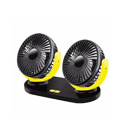 YP Select Ventilateur de véhicule General Motors Petit ventilateur électrique avec deux têtes et têtes secouantes - Noir Jaune