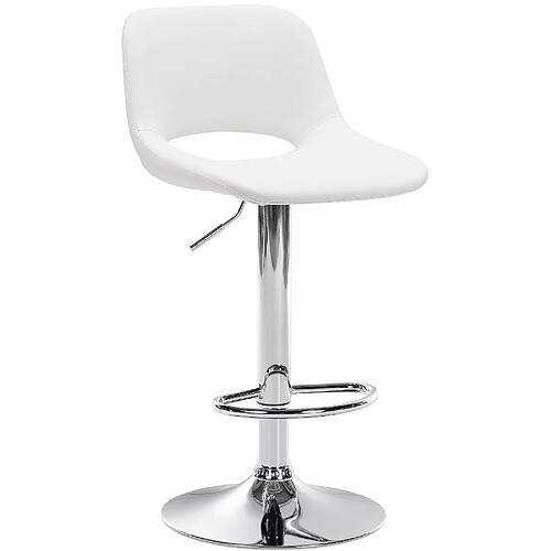 Decoshop26 Tabouret de bar chaise haute x1 avec repose-pieds en PVC blanc piètement métallique chromé 10_0004578