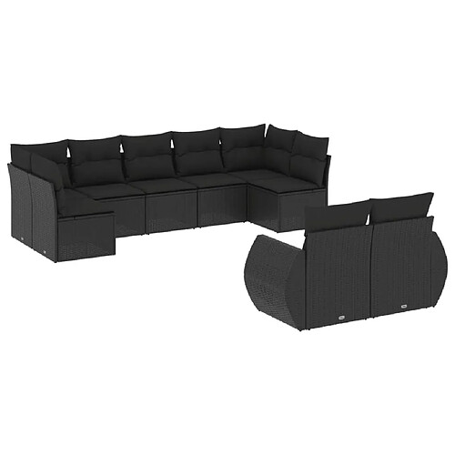 Maison Chic Salon de jardin 9 pcs avec coussins | Ensemble de Table et chaises | Mobilier d'Extérieur noir résine tressée -GKD17497