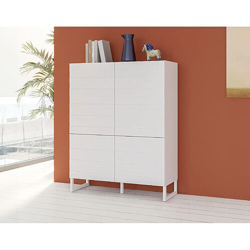 Bestmobilier Sofia - buffet haut - blanc mat - 140x110 cm