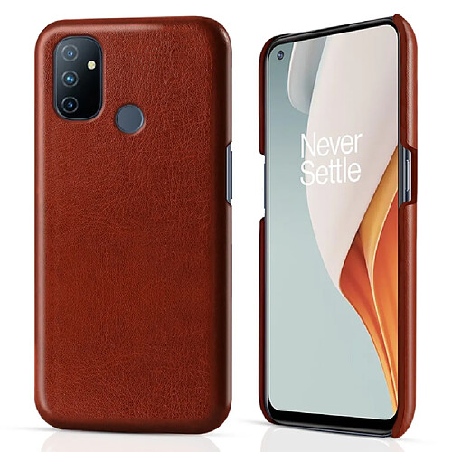 Coque en TPU + PU motif crazy horse vintage mince, anti-chute, antichoc marron pour votre OnePlus Nord N100