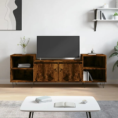 vidaXL Meuble TV Chêne fumé 160x35x55 cm Bois d'ingénierie