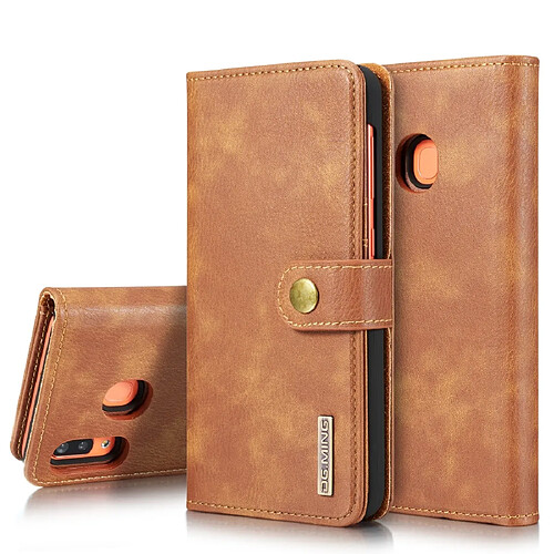 Wewoo Housse Coque Etui en cuir Crazy Horse Texture Flip détachable magnétique avec support et fentes pour cartes et portefeuille Galaxy A20 et A30 Marron