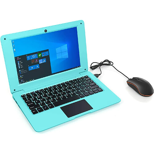 Vendos85 Ordinateur Portable Mini 10,1 Pouces WINDOW 10 32 Go Ultra Mince et léger Netbook Intel Quad Core CPU PC HDMI WiFi USB Netflix Youtube (Bleu)