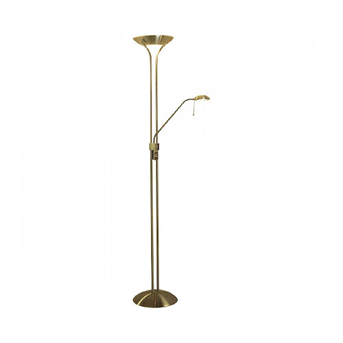 Luminaire Center Lampadaire avec liseuse Montana Laiton antique,verre givré blanc 1 ampoule 180cm